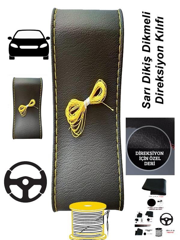 CHEVROLET  VOLT Uyumlu Araç,Araba,Oto direksiyon kılıfı sarı dikiş