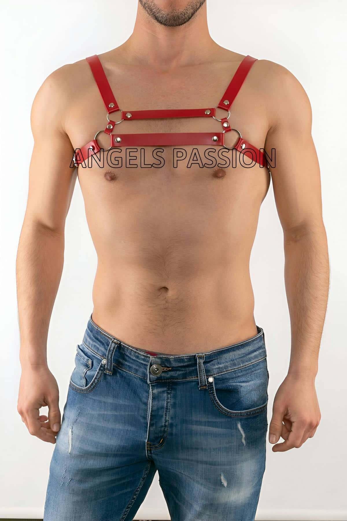 Deri Erkek Fantazi Giyim, Seksi Deri Erkek Harness - Brfm9