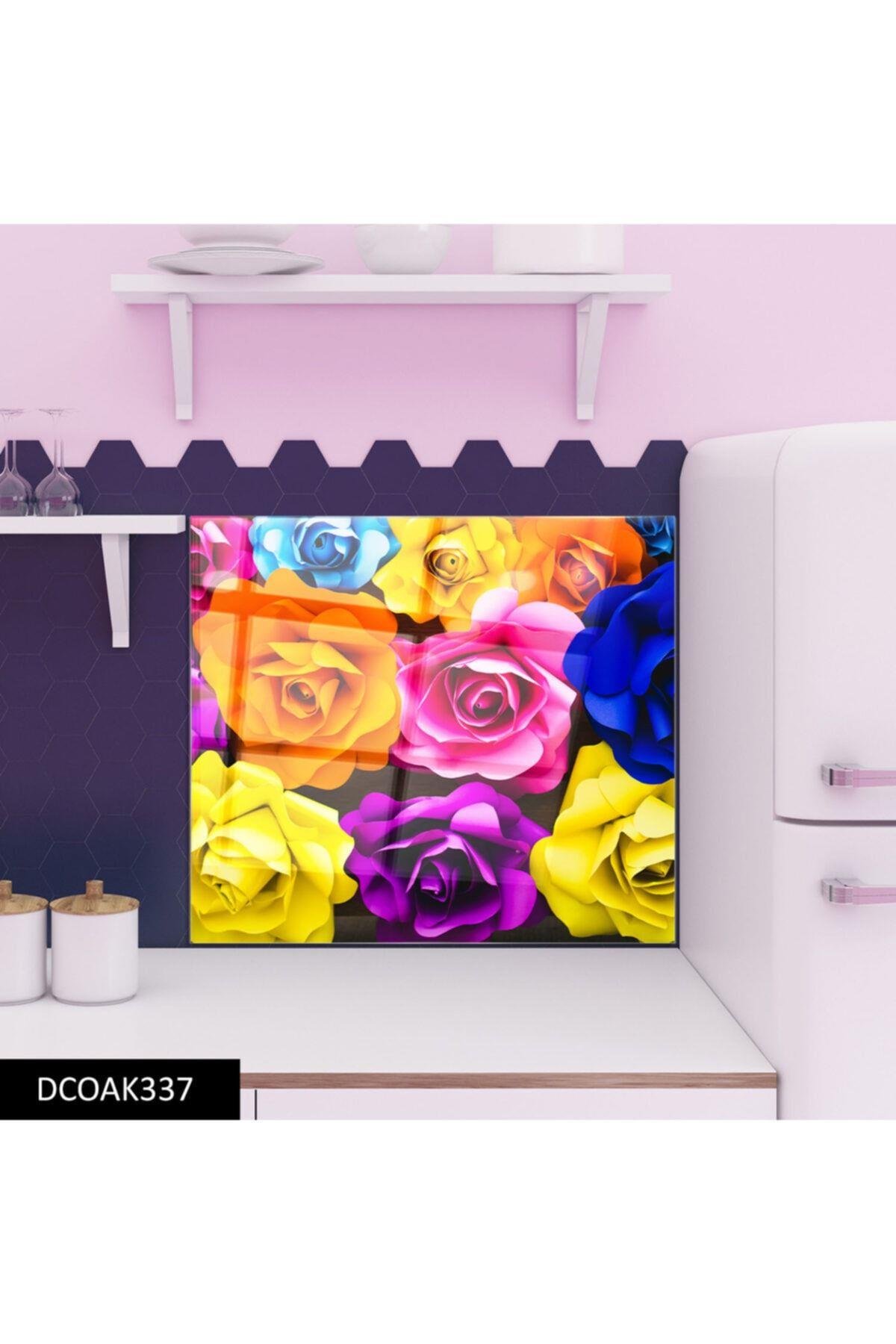 Disegno Cam Ocak Arkası Koruyucu | Çiçek