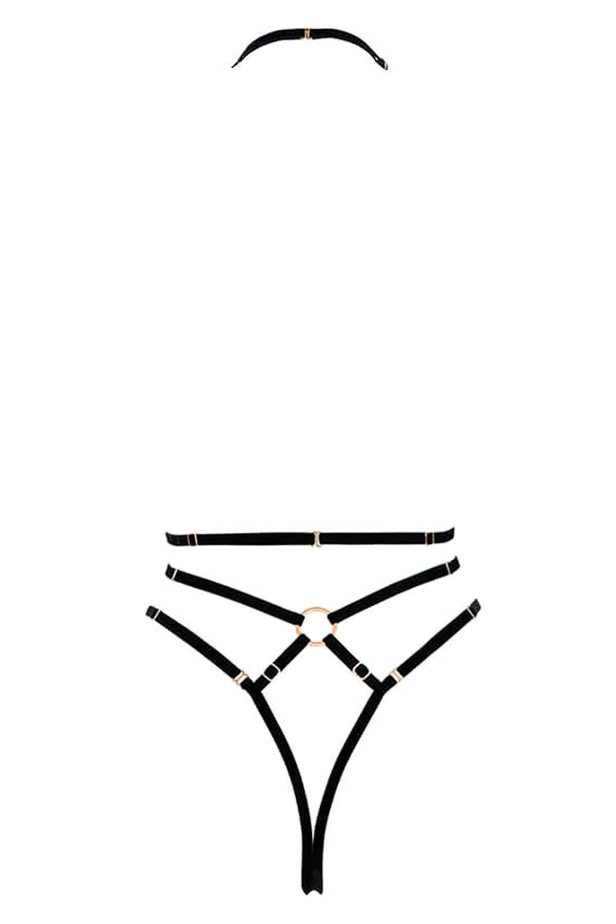 Göğüs Detaylı Fantezi Siyah Harness