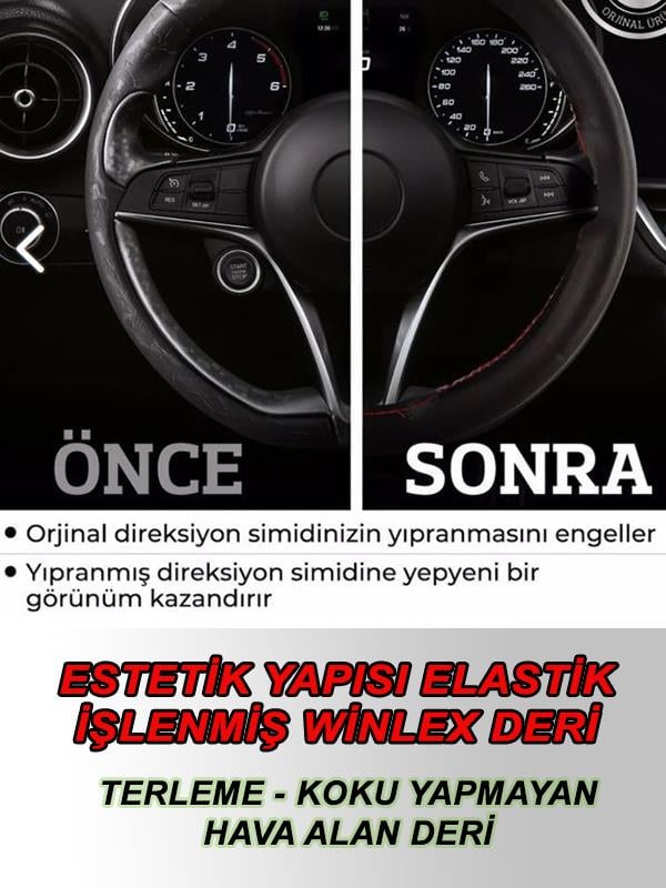 HYUNDAI i30 uyumlu oto,araç  direksiyon kılıfı kırmızı dikiş