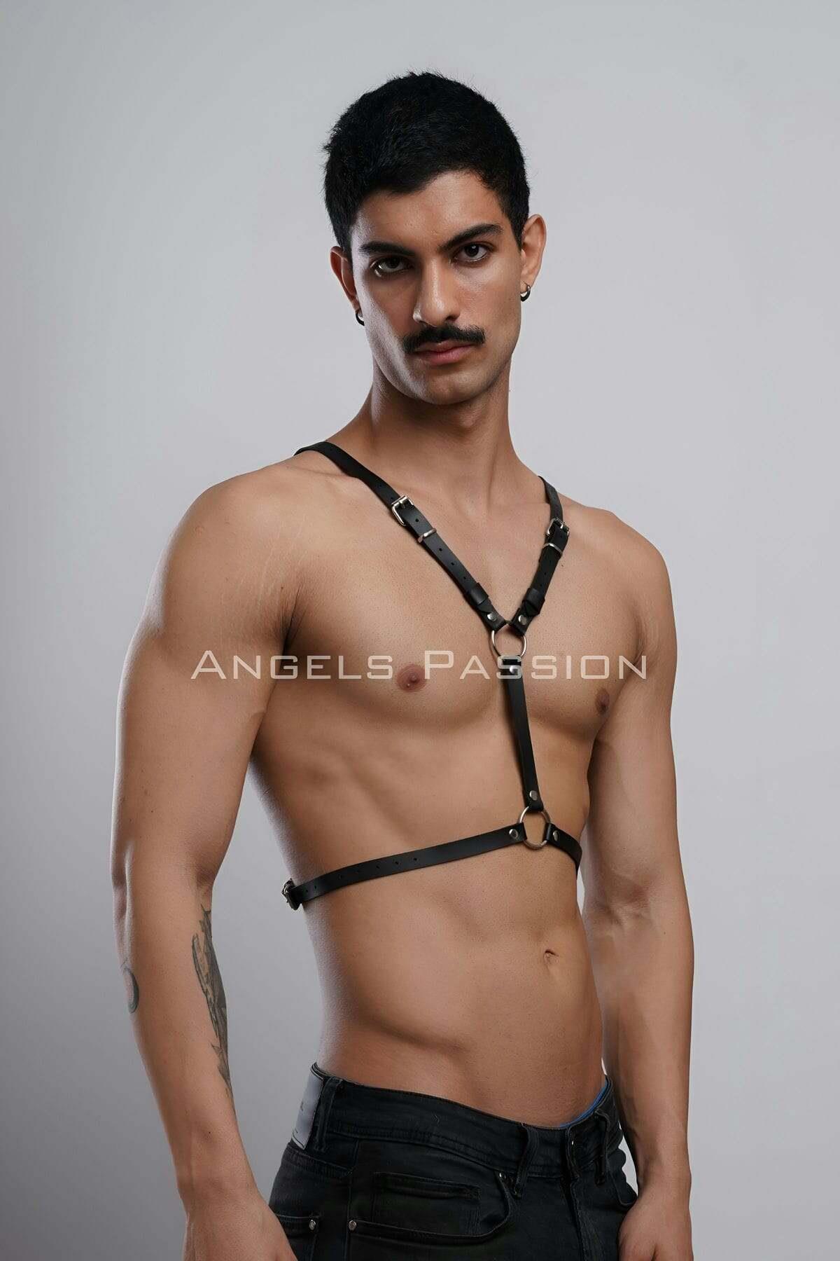 Kanatlı Erkek Harness, Erkek Göğüs Harness Ve Kanat Detay, Deri Kanatlı Harness - Brfm150