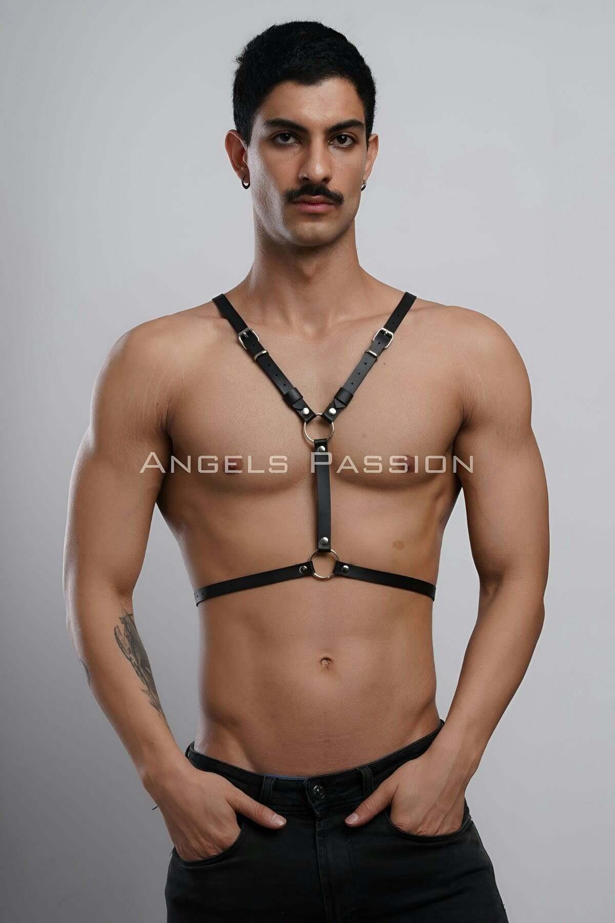 Kanatlı Erkek Harness, Erkek Göğüs Harness Ve Kanat Detay, Deri Kanatlı Harness - Brfm150