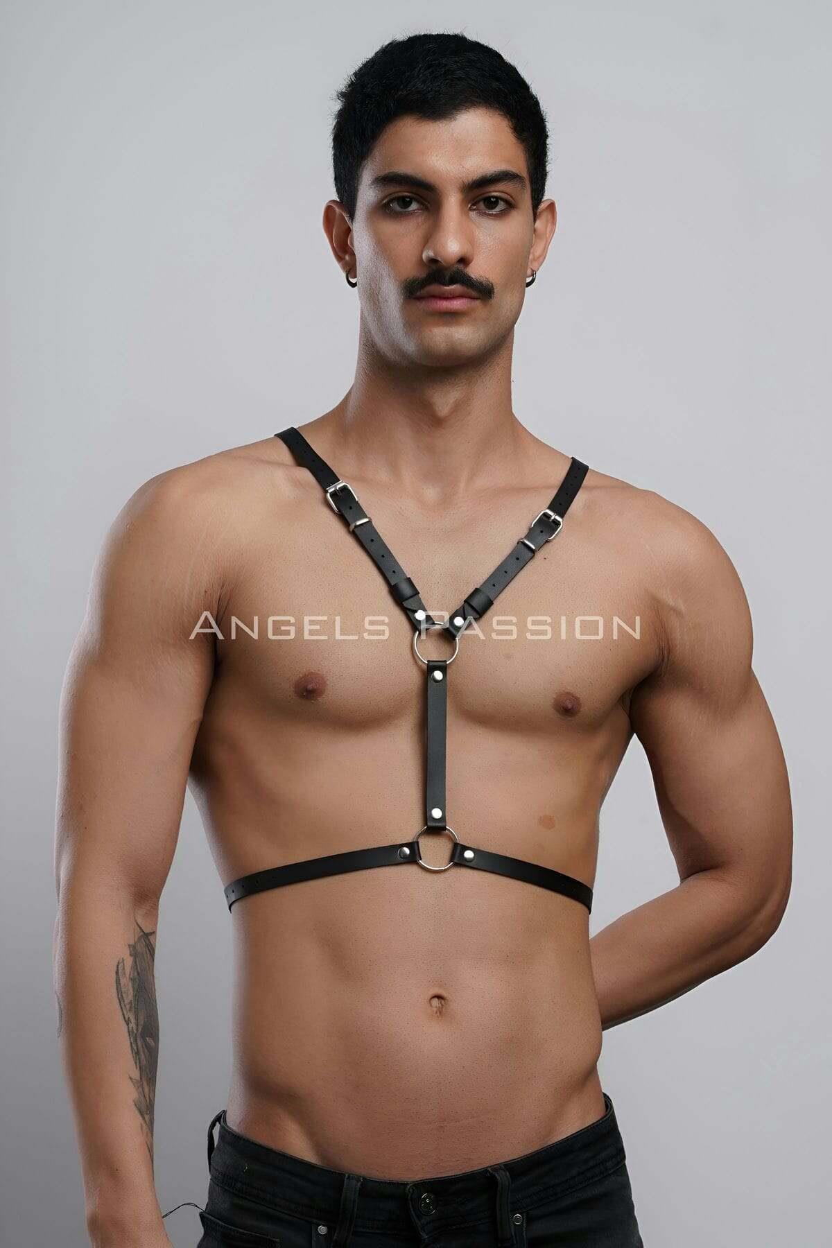 Kanatlı Erkek Harness, Erkek Göğüs Harness Ve Kanat Detay, Deri Kanatlı Harness - Brfm150