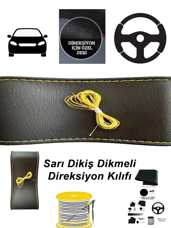 MERCEDES W164 uyumlu araç,oto direksiyon kılıfı sarı dikiş