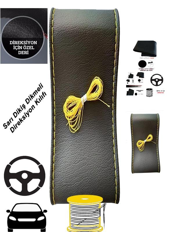 RENAULT KANGOO 2008 Uyumlu Araba,Oto,Araç direksiyon kılıfı sarı dikiş
