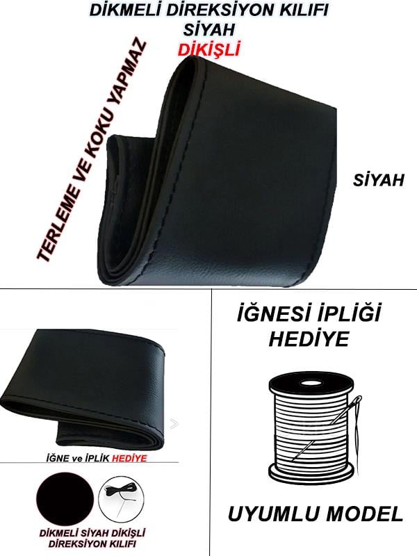 seat ıbıza  hb uyumlu oto,araç  direksiyon kılıfı siyah dikiş