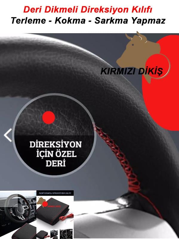 SUZUKİ VITARA  uyumlu oto,araç  direksiyon kılıfı kırmızı dikiş