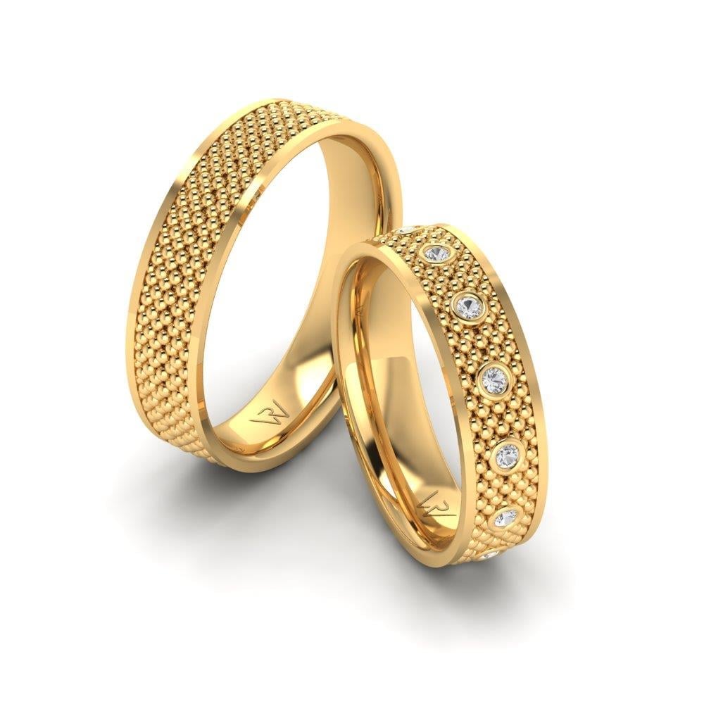 Eheringe mit Steinen Blissalia Gelbgold Dalloz-Kristall