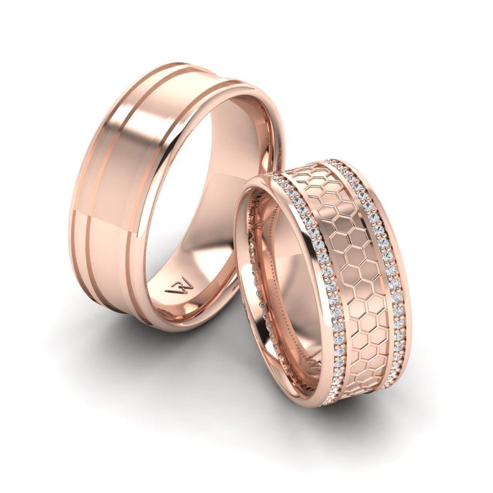 Eheringe mit Steinen Blissspin Roségold Dalloz-Kristall