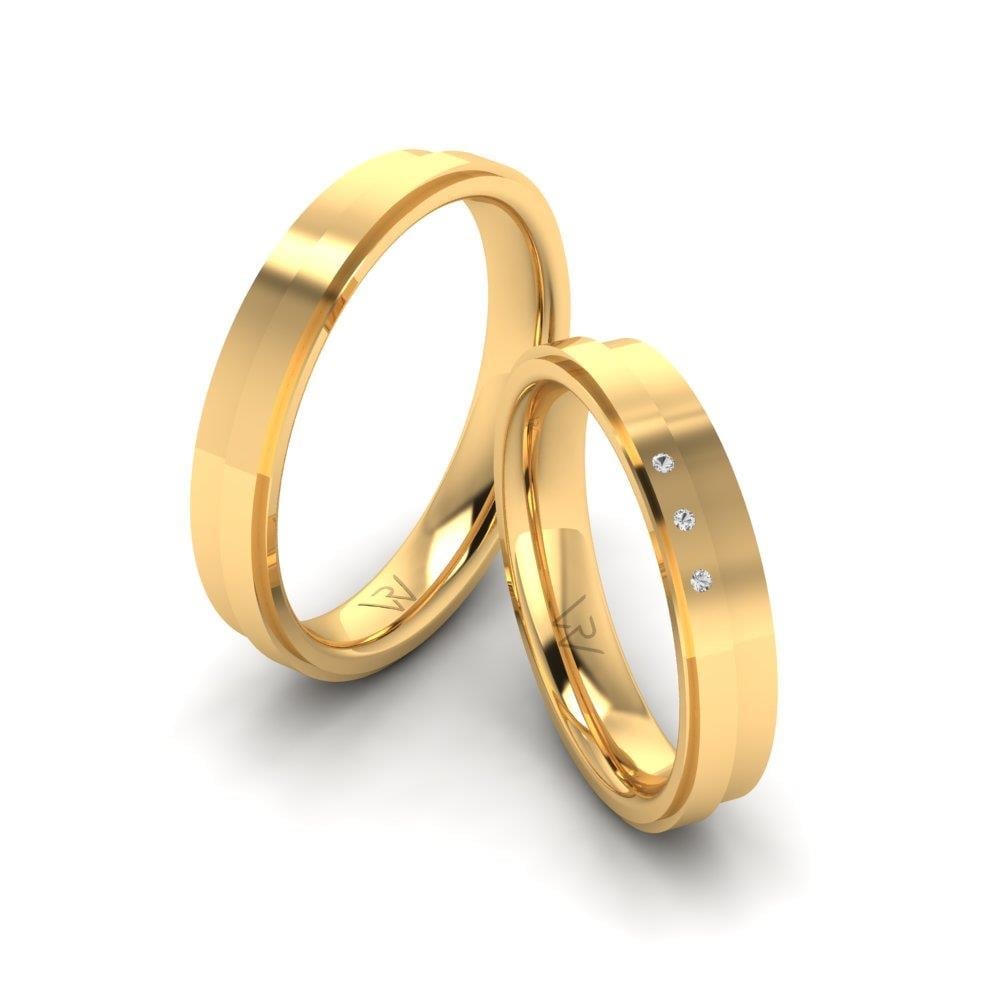 Eheringe mit Steinen Devotedream Gelbgold Dalloz-Kristall