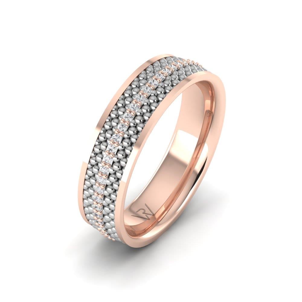 Eheringe mit Steinen für Damen, Dreamance-Roségold und weißer Dalloz-Kristall