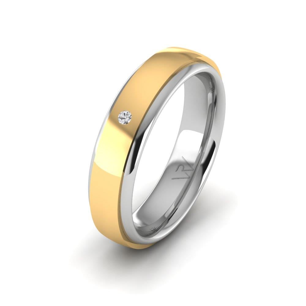 Damen-Eheringe mit Steinen EleganceSerene Weißgold und gelbem Dalloz-Kristall