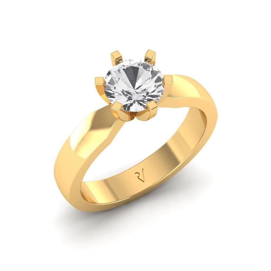 Erhabener Solitär-Diamant aus Gelbgold 2.79 ct