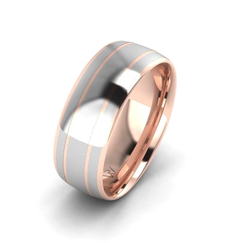 Moderne Herren-Eheringe RadiantPromise Roségold und Weiß 