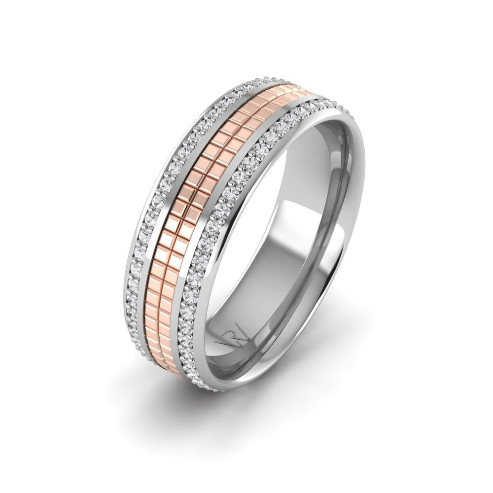 Eheringe mit Steinen Romancea Weißgold und rosa Kristall von Dalloz