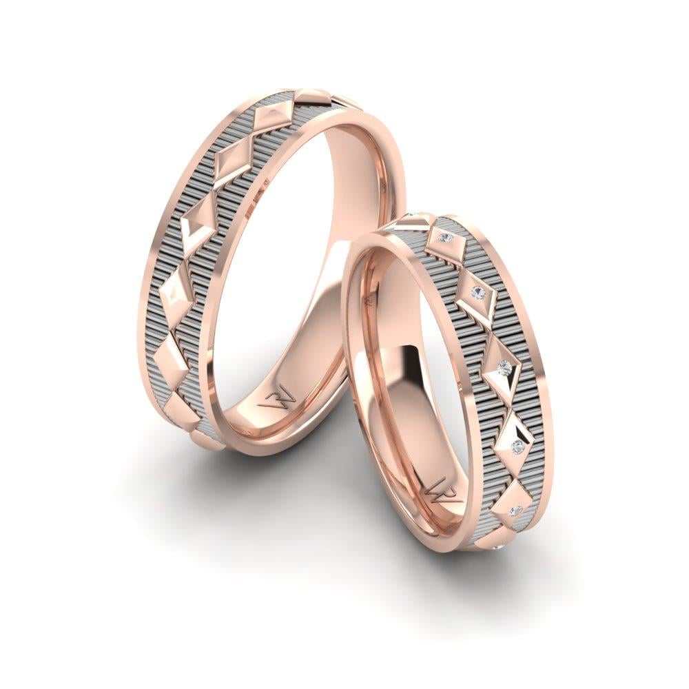 Eheringe mit Sparklust-Steinen aus Roségold und weißem Dalloz-Kristall