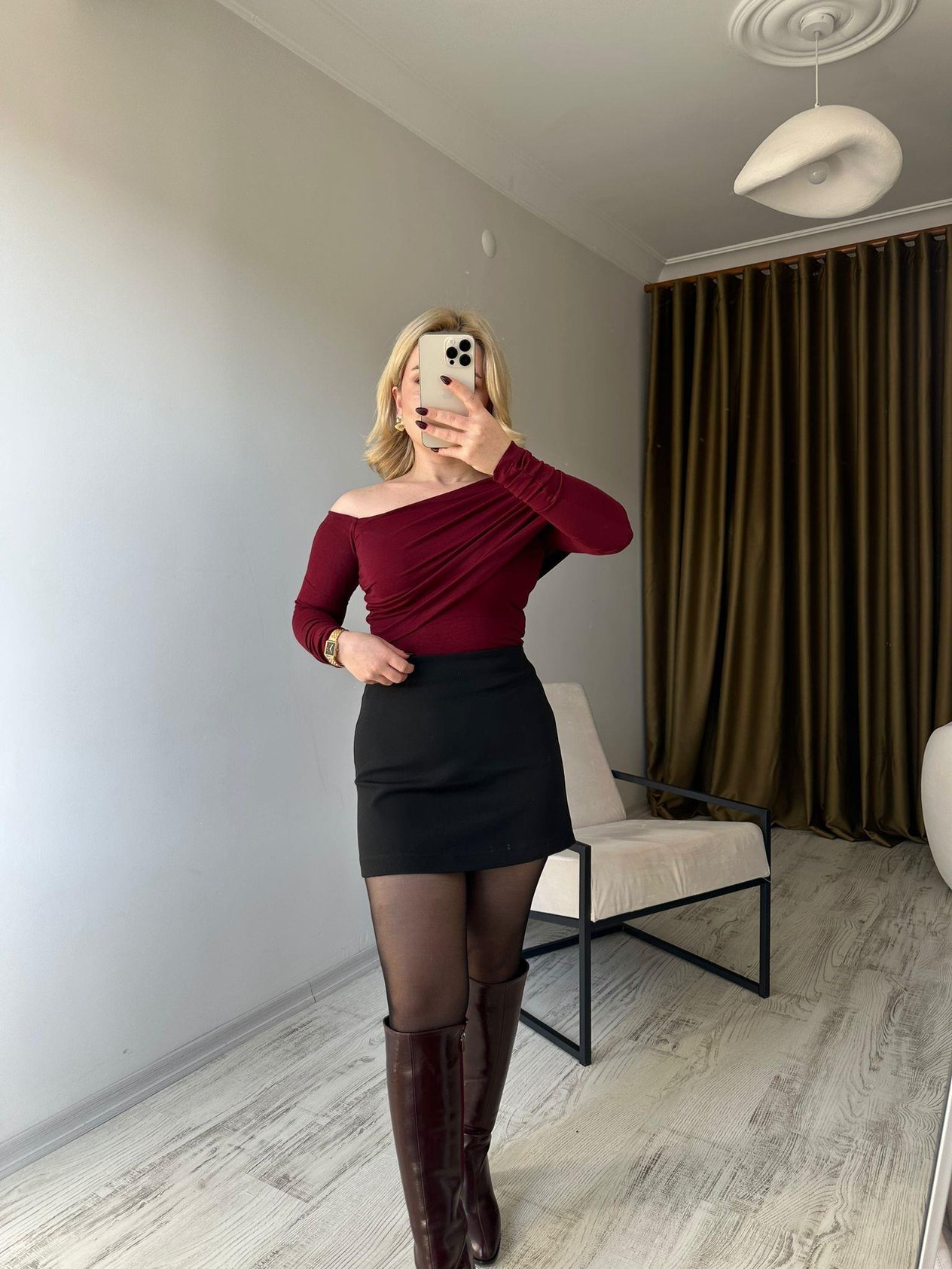 Büzgülü Bordo Bluz