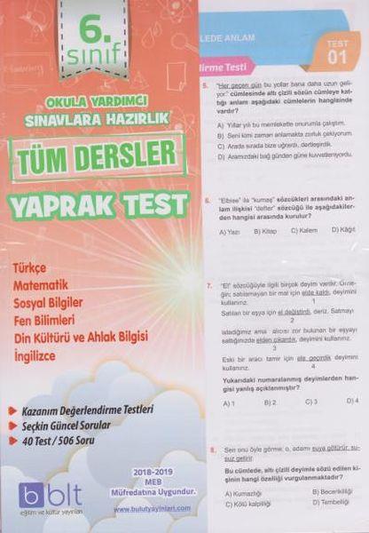 Bulut 6. Sınıf Tüm Dersler Yaprak Test