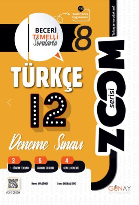Günay Yayıncılık8. Sınıf Türkçe Zoom Serisi 12 li Branş Denemeler