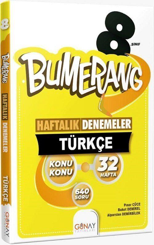 Günay Yayıncılık8. Sınıf Türkçe Bumerang Konu Konu 32 Haftalık Denemeler