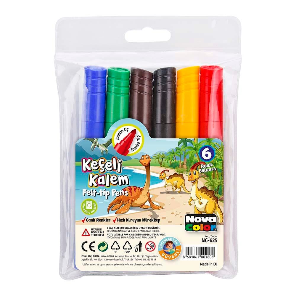 NOVA COLOR NC-625 KEÇELİ KALEM JUMBO 6LI SET