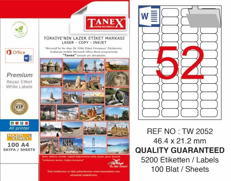 TANEX TW-2052 LAZER ETİKET 46,4X21,2MM