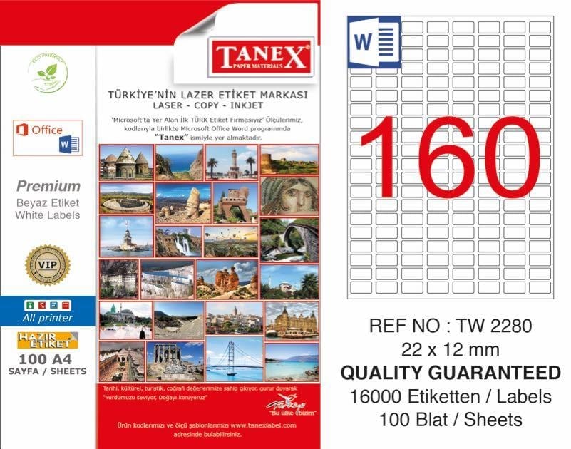 TANEX TW-2280 LAZER ETİKET 22X12MM