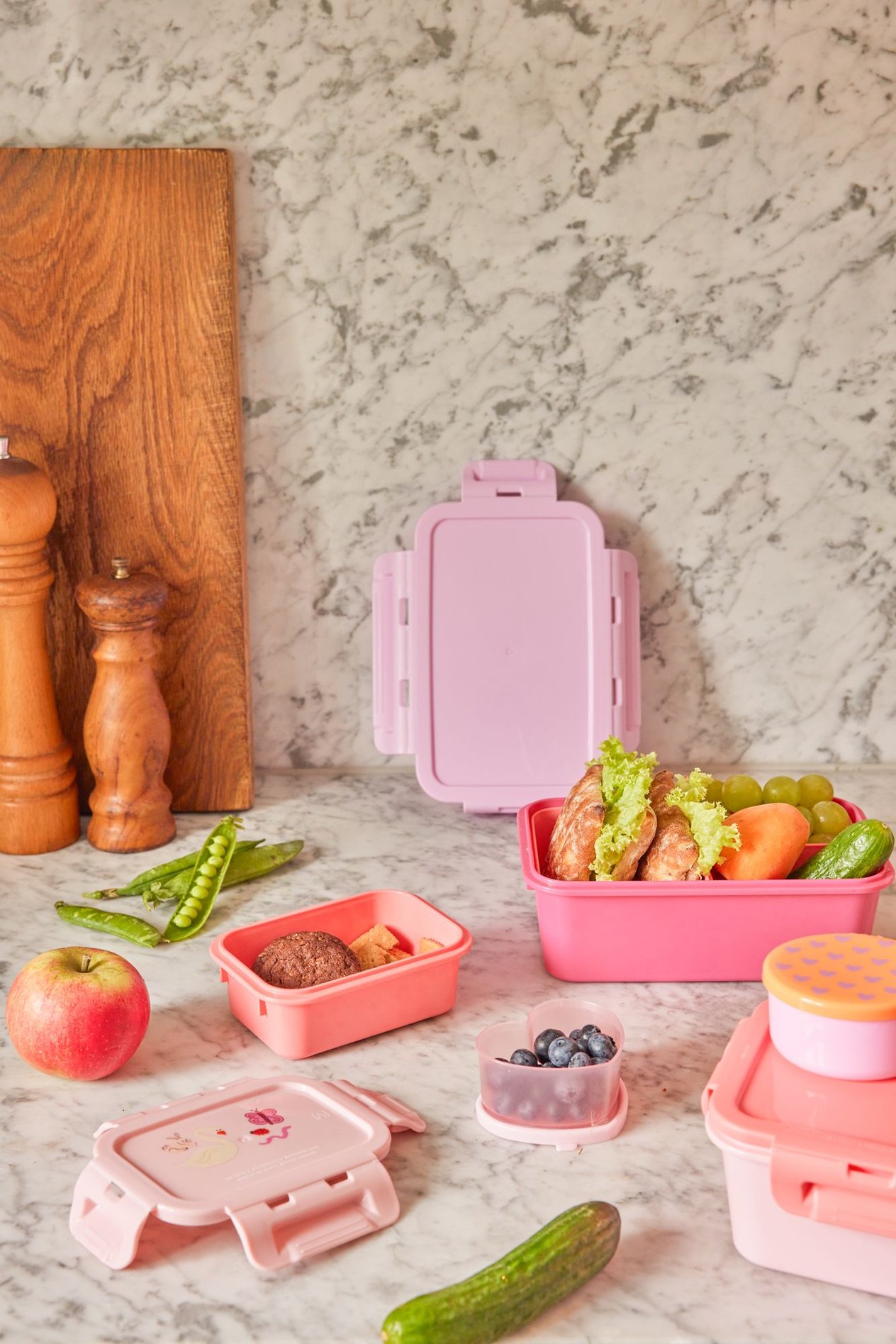 Plastik Lunchbox - Pembe ve Açık Kırmızı