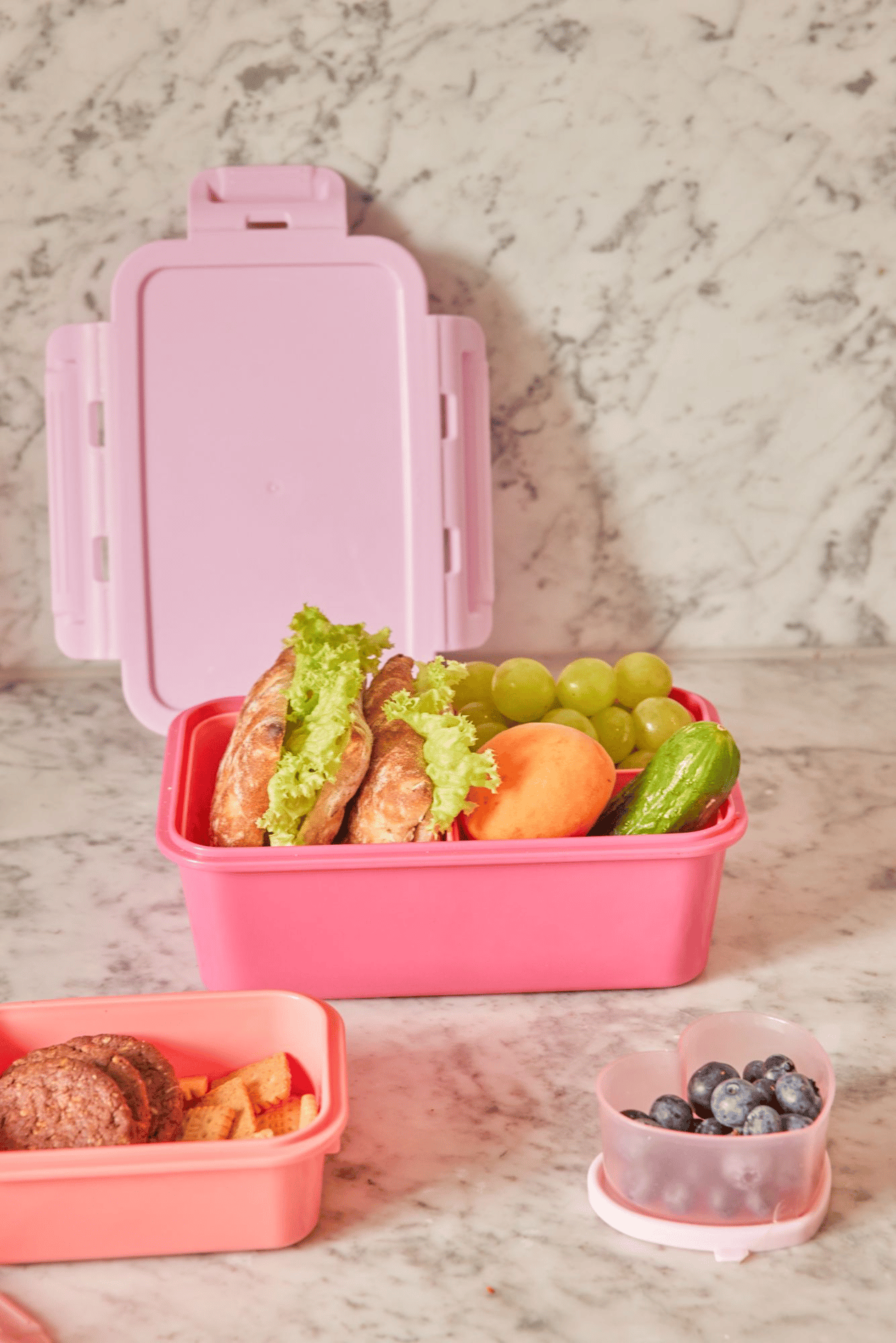 Plastik Lunchbox - Pembe ve Açık Kırmızı