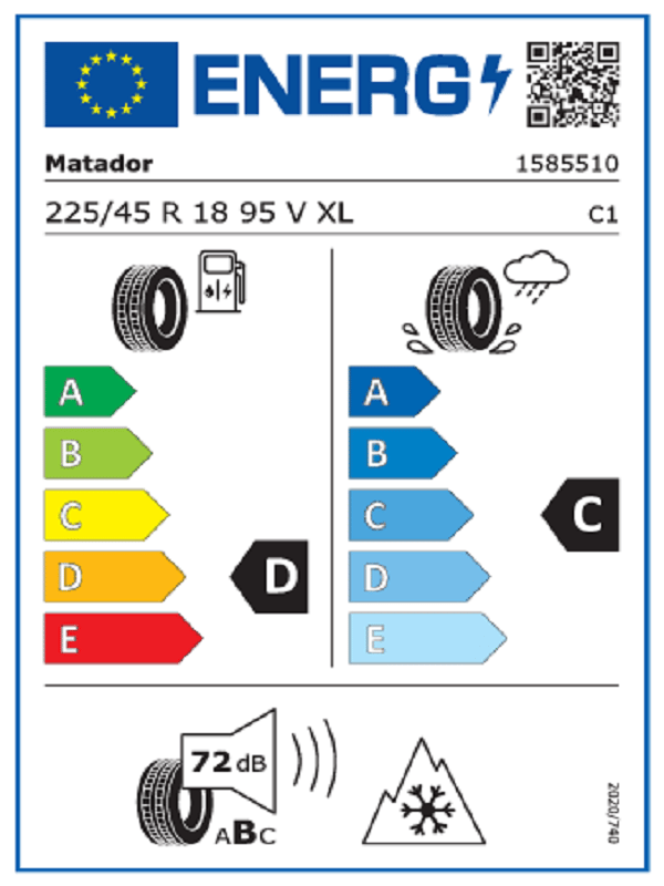 Matador 225/45R18 95V XL FR MP93 Nordicca Oto Kış Lastiği (Üretim Yılı: 2024)
