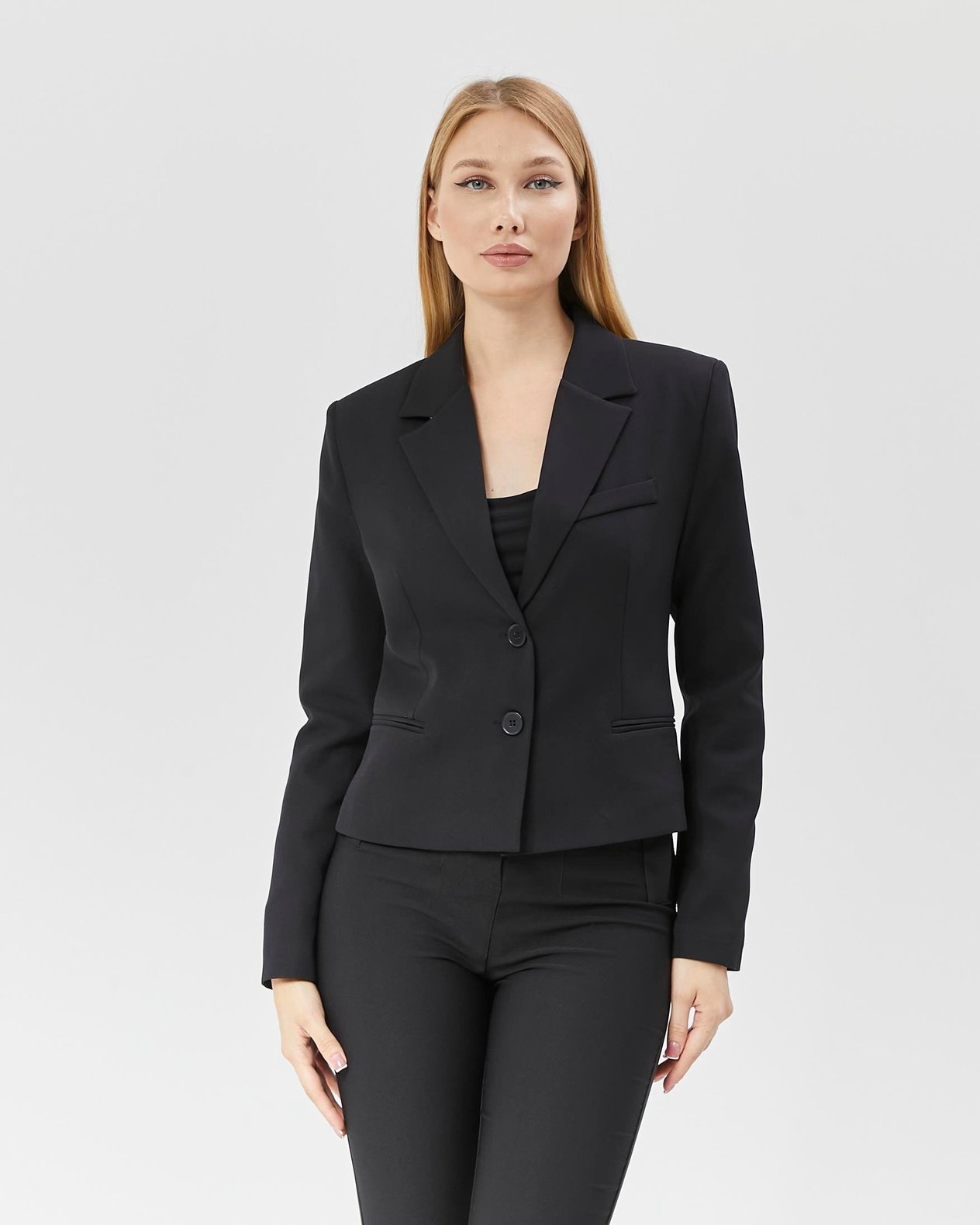 Kadın Klasik Kısa Crop Biker Ceket SİYAH