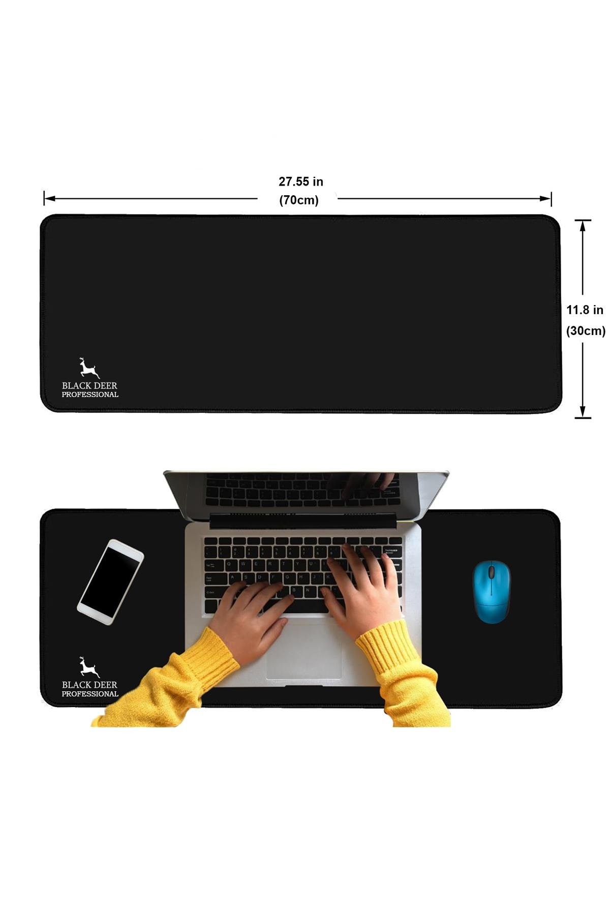 BLACK DEER Professional Siyah 70x30 Cm Büyük Boy Gaming Mouse Pad