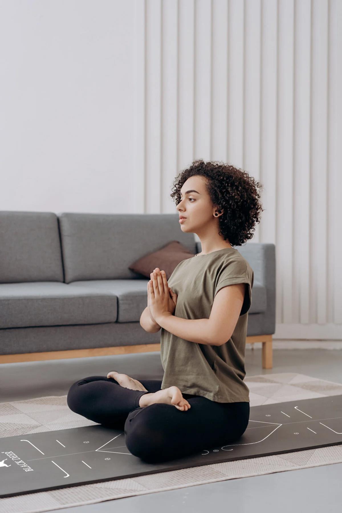 Hizalamalı Yoga Pilates Esneme Matı Egzersiz Minderi 180x55 cm 10 mm