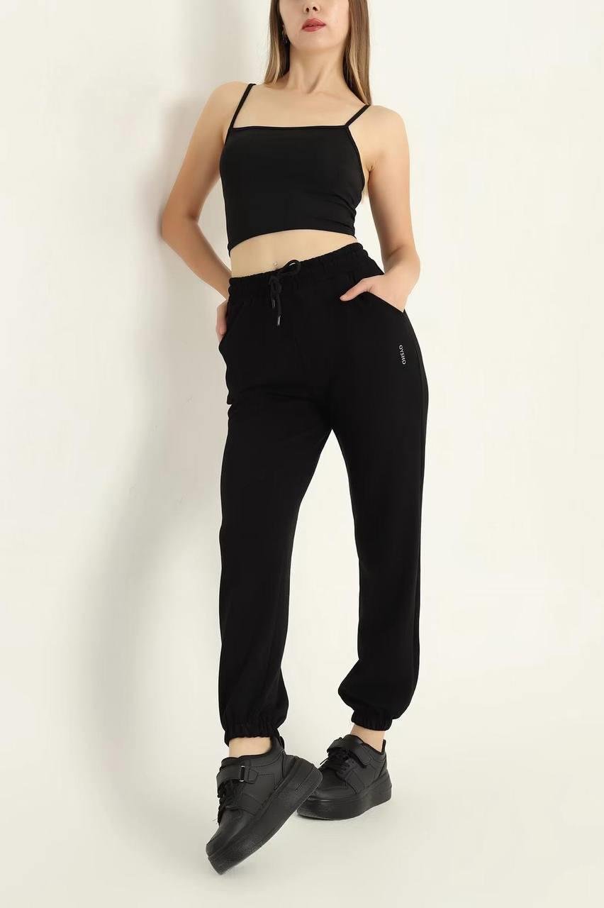 Kadın OYS Model Jogger Paçası Lastikli Eşofman Modal Kumaş Siyah Eşofman