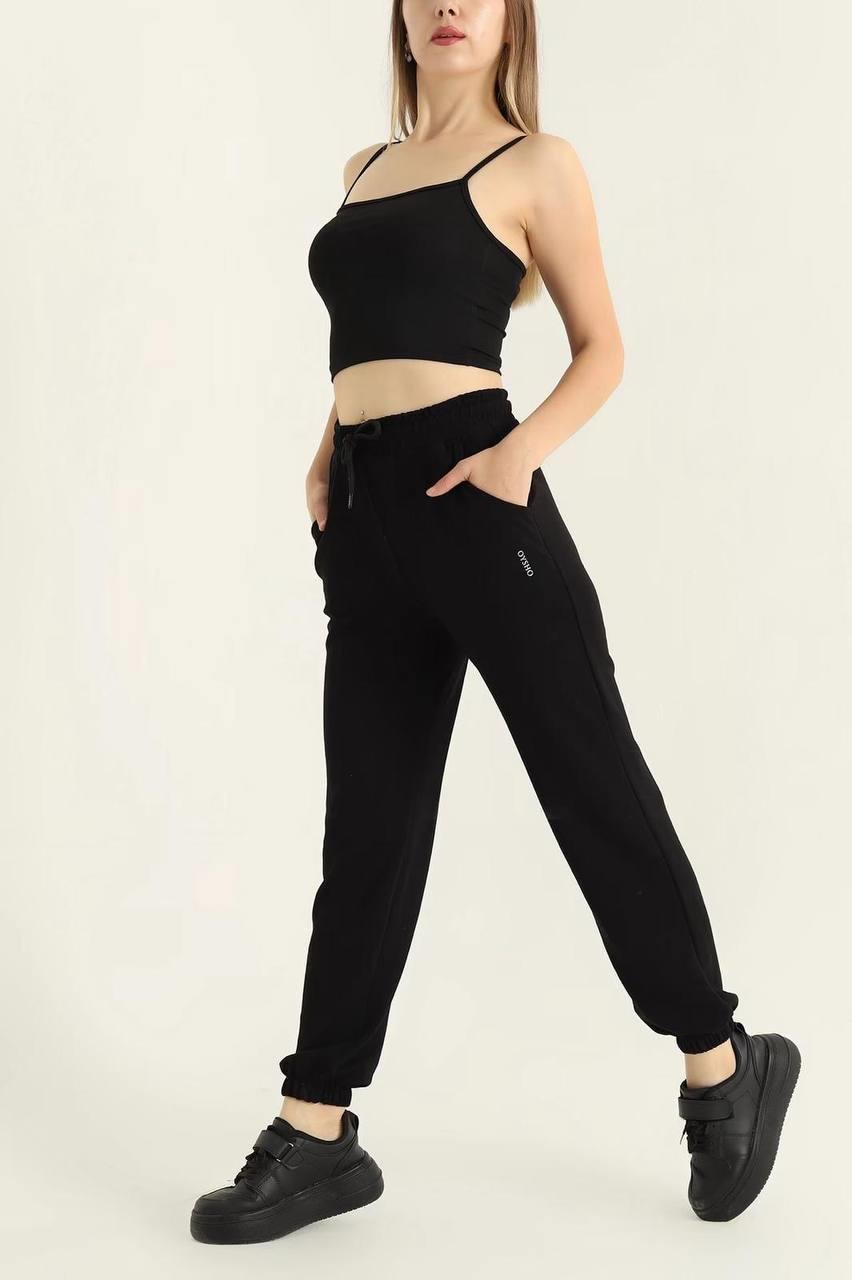 Kadın OYS Model Jogger Paçası Lastikli Eşofman Modal Kumaş Siyah Eşofman