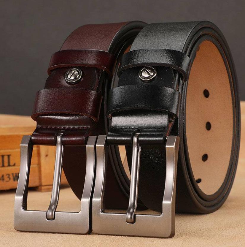 HAKİKİ DERİ ERKEK KEMER SET KAHVE VE SİYAH 4 CM