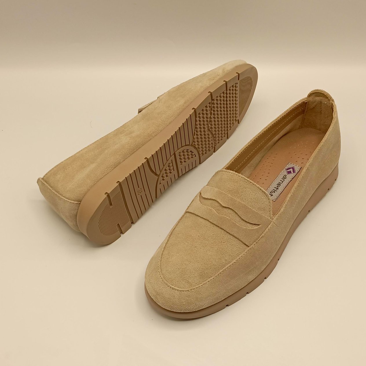 Kauçuk tabanlı el işçiliği loafer ayakkabı modeli