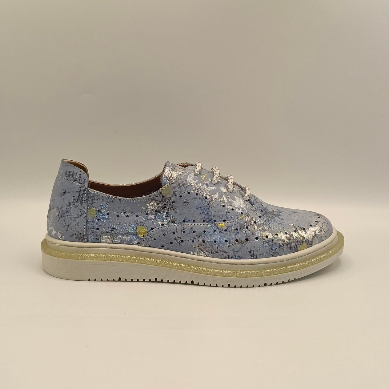 Jenny Mavi Çiçekli Deri Sneaker