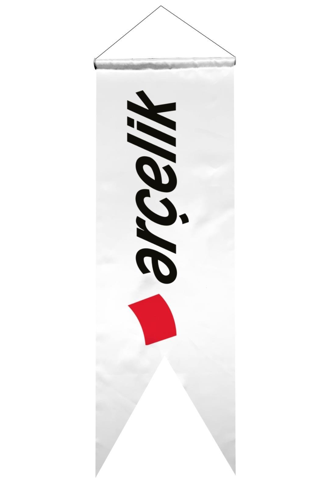 Arçelik Logolu Kırlangıç Bayrak 50x100 cm 1.Sınıf Saten Kumaş