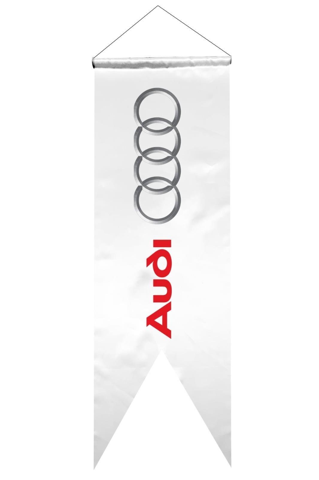 Audi Logolu Kırlangıç Bayrak 75x200 cm 1.Sınıf Saten Kumaş