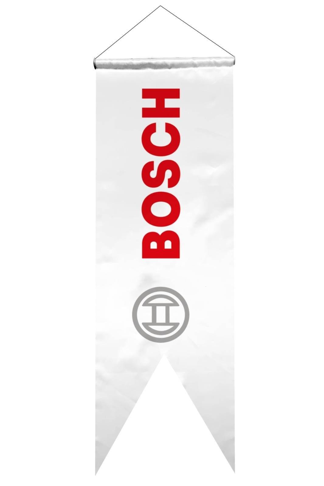 Bosch Logolu Kırlangıç Bayrak 50x150 cm 1.Sınıf Saten Kumaş