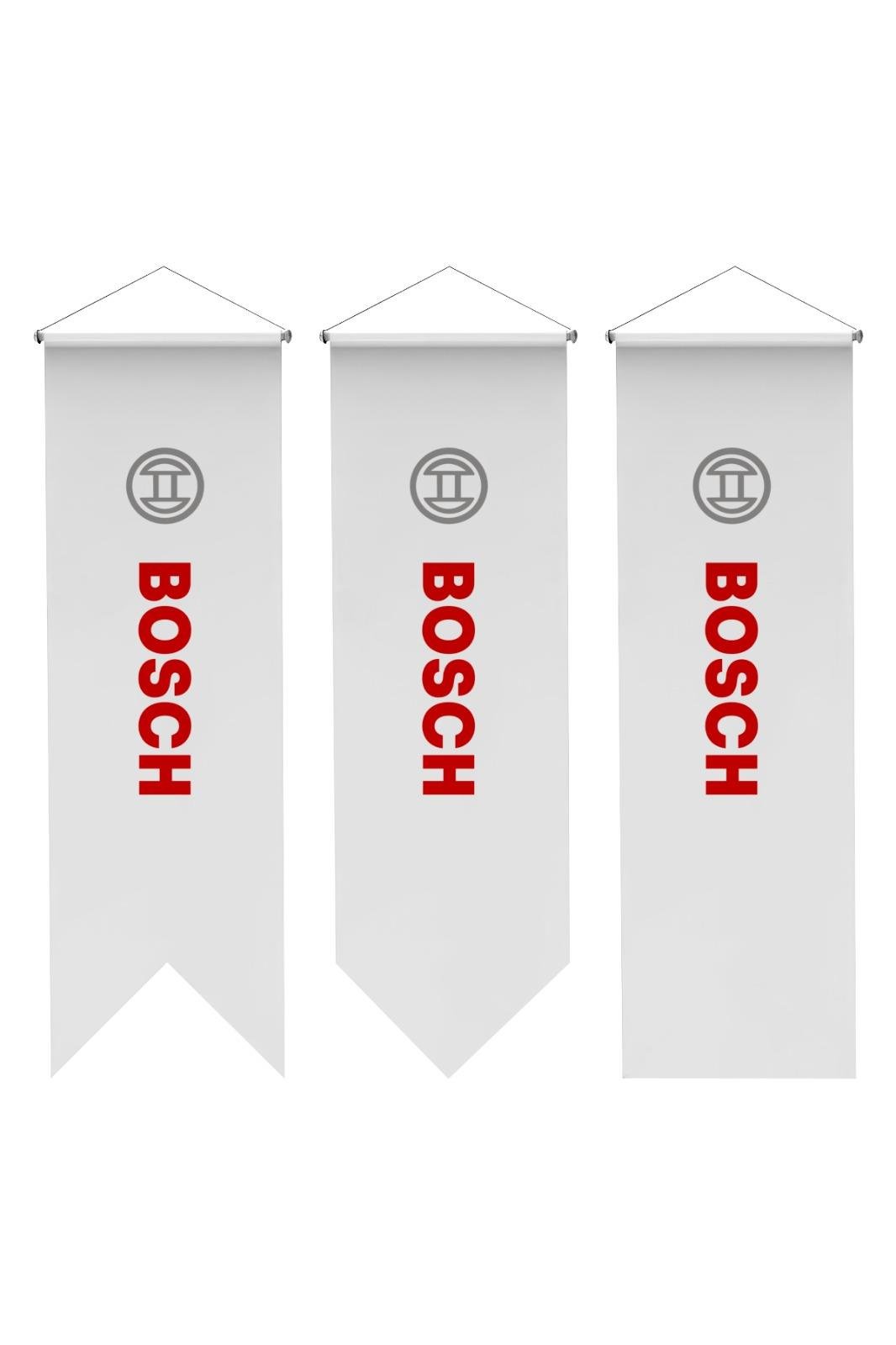 Bosch Logolu Kırlangıç Bayrak 75x200 cm 1.Sınıf Saten Kumaş