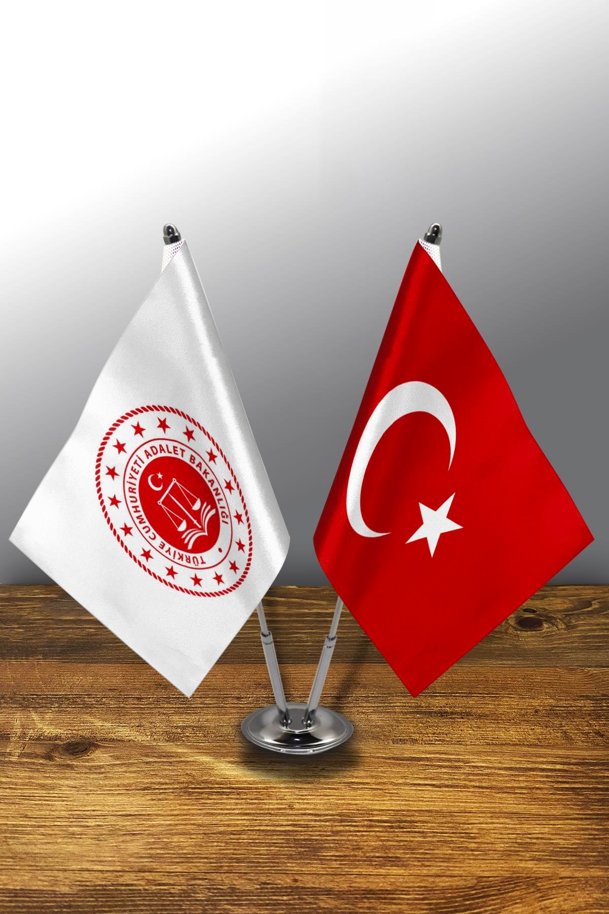 İkili Kurum Masa Bayrağı Set - Adalet Bakanlığı