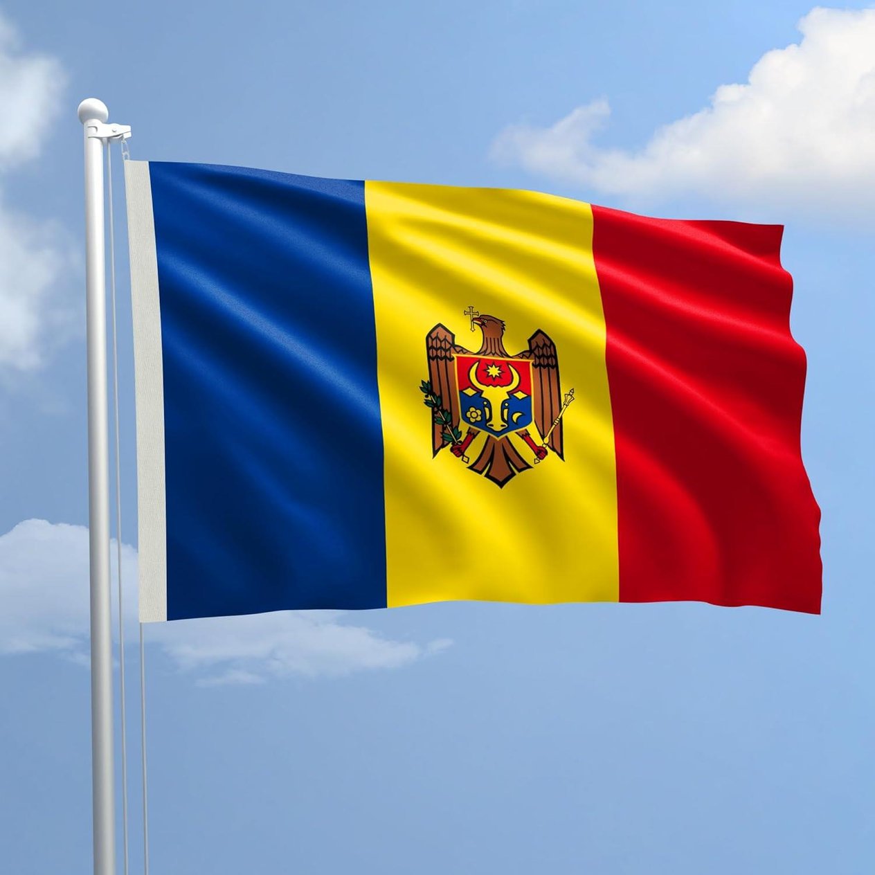 Moldova Ülke Bayrağı 1. Kalite Raşel Kumaş