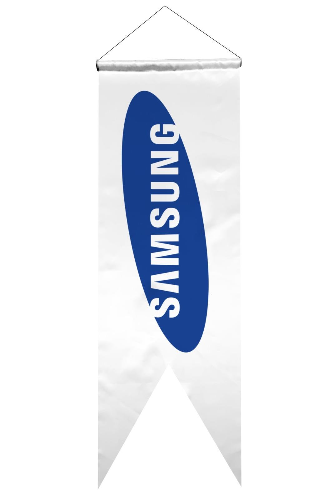 Samsung Logolu Kırlangıç Bayrak 100x300 cm 1.Sınıf Saten Kumaş