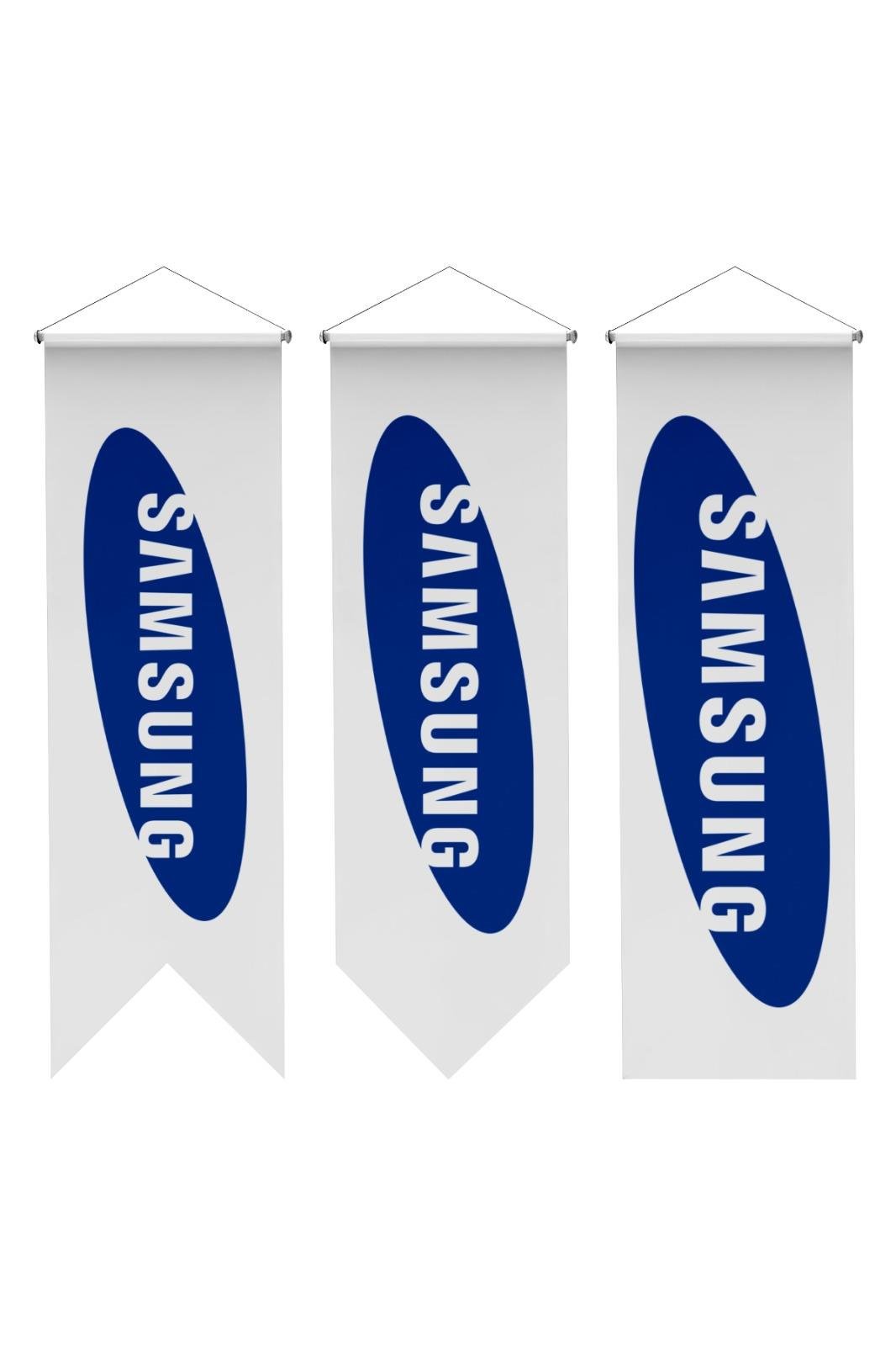 Samsung Logolu Kırlangıç Bayrak 100x300 cm 1.Sınıf Saten Kumaş