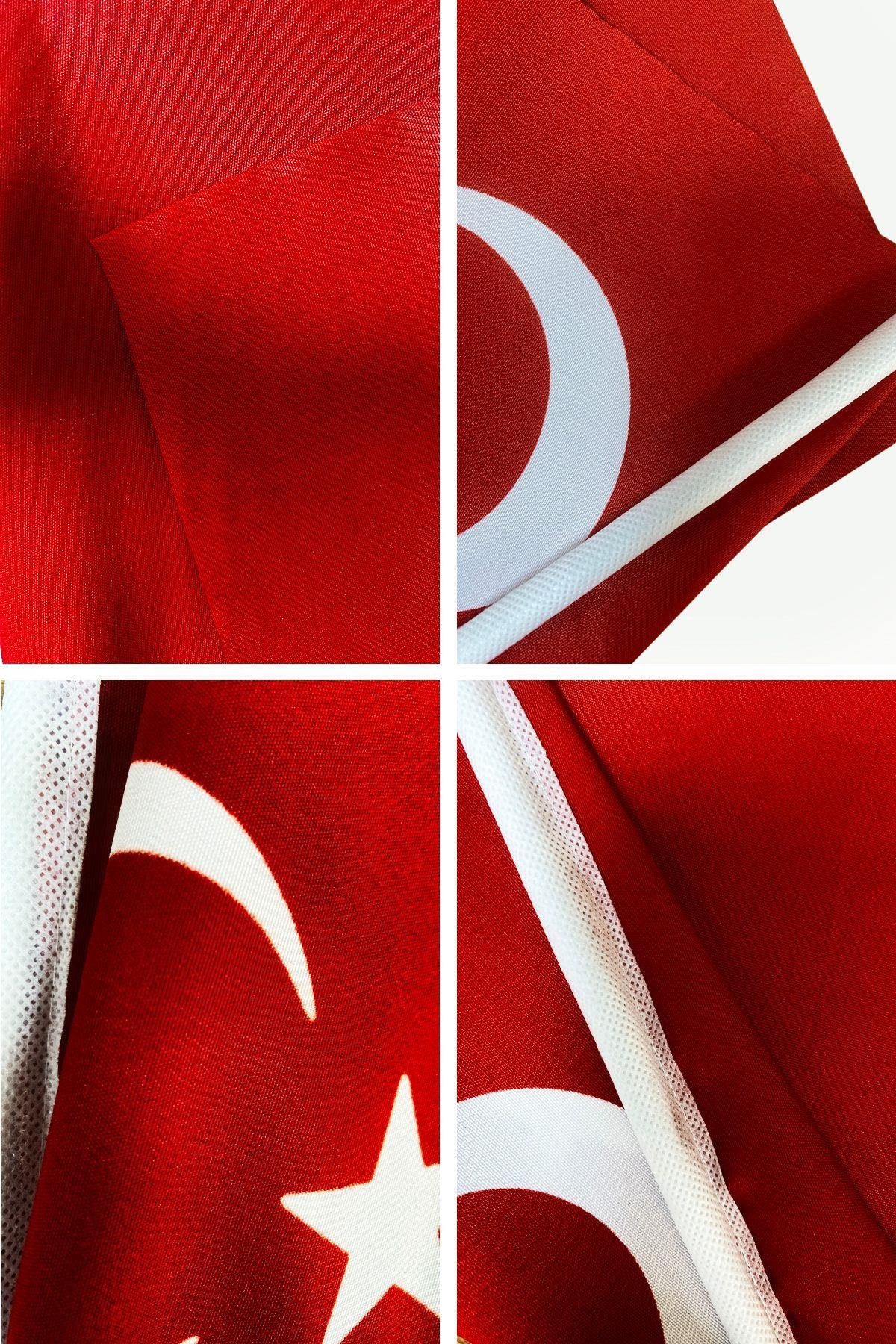 Sopalı Türk Bayrağı 50x75 cm (100 Adet) 1.Kalite Alpaka Kumaş