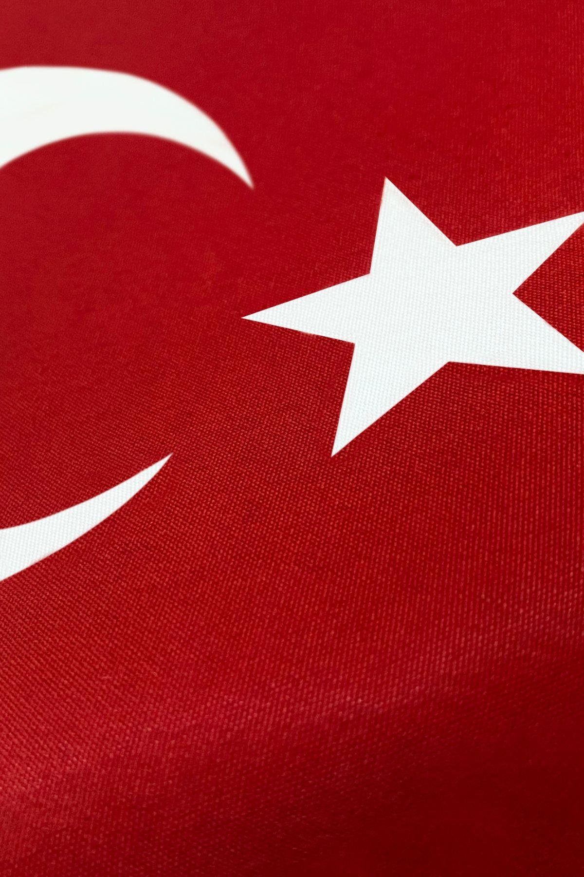 Sopalı Türk Bayrağı 50x75 cm (100 Adet) 1.Kalite Alpaka Kumaş