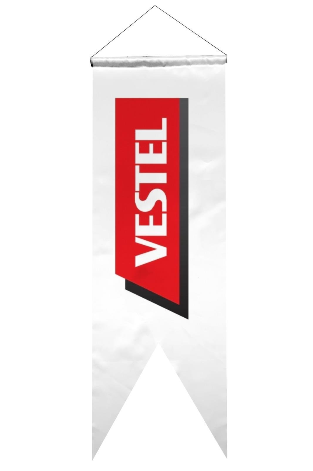 Vestel Logolu Kırlangıç Bayrak 75x200 cm 1.Sınıf Saten Kumaş